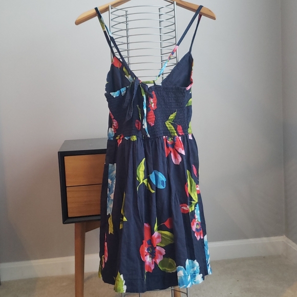 Summer Dress spaghetti strap navy blue with beautiful flowers - Picture 3 of 3